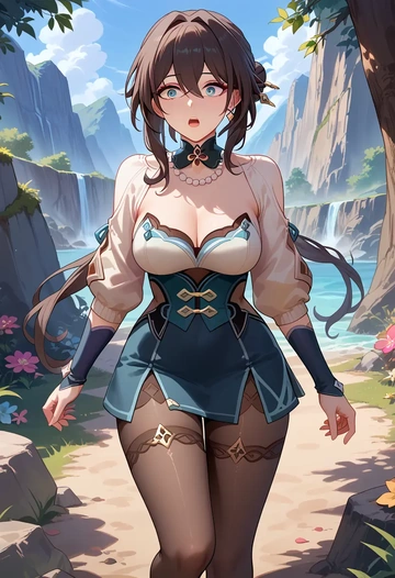 shorts, pantyhose, ruan mei, star rail - AI generated anime art