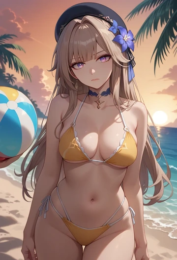 bikini, herta, star rail - AI generated anime art