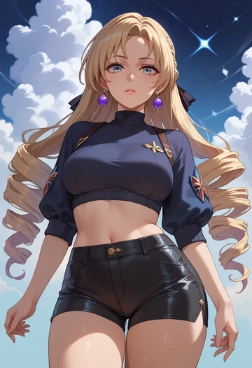 leather,shorts,crop top, bronya rand, star rail - AI generated anime art