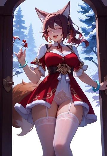 Christmas,sexy, stockings,, tingyun, star rail - AI generated anime art