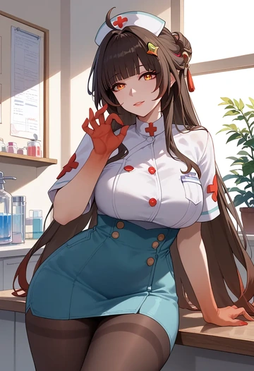 nurse, lingsha, star rail - AI generated anime art