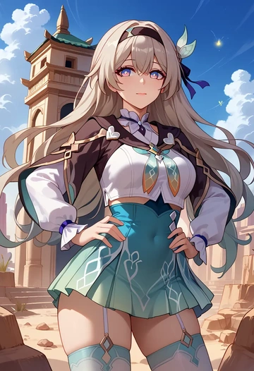 mini skirt, stockings, firefly, star rail - AI generated anime art