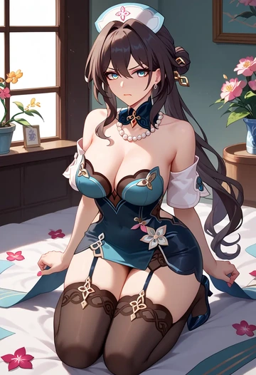 star rail,ruan mei,nurse pantyhose,mini skirt, sexy  - AI generated anime art