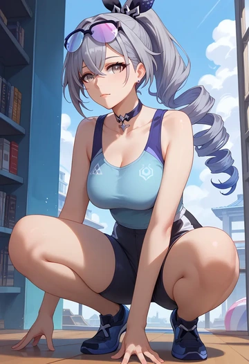 star rail,silver wolf,athletic,shorts,sexy  - AI generated anime art