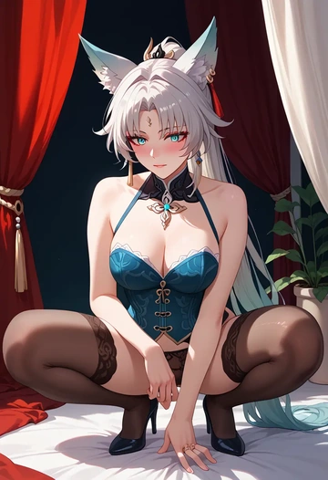 Victorian-era,stockings,sexy, feixiao, star rail - AI generated anime art