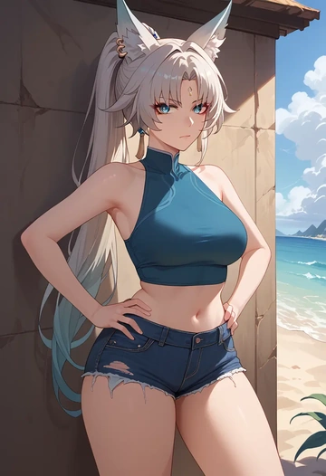 shorts,sexy, feixiao, star rail - AI generated anime art