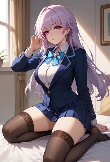 star rail,clara,jk uniform, stockings  - AI generated anime art