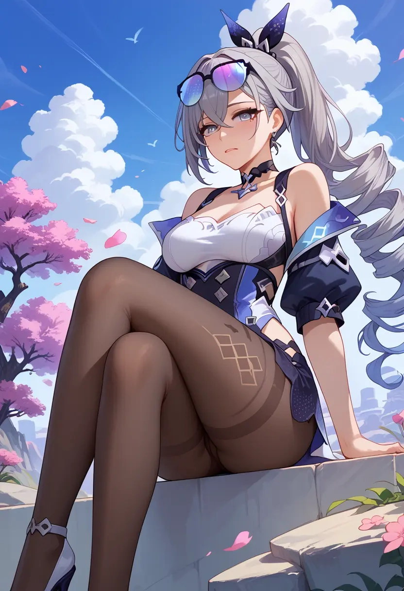 shorts, pantyhose, silver wolf, star rail - 