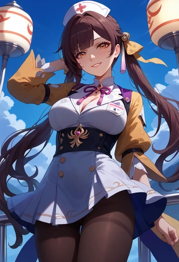 nurse, pantyhose,mini skirt, sushang, star rail - AI generated anime art