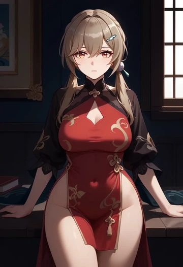 qipao, qingque, star rail - AI generated anime art