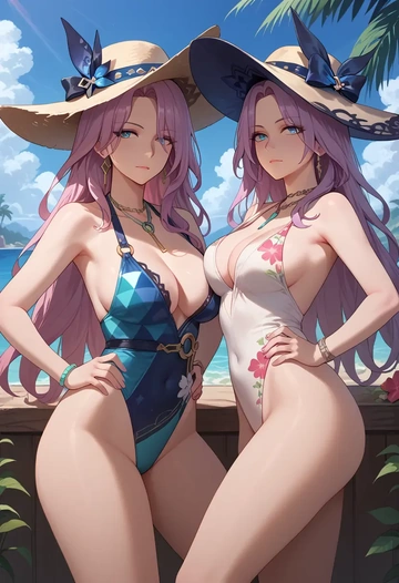 swimsuit,floral print, jade, star rail - AI generated anime art