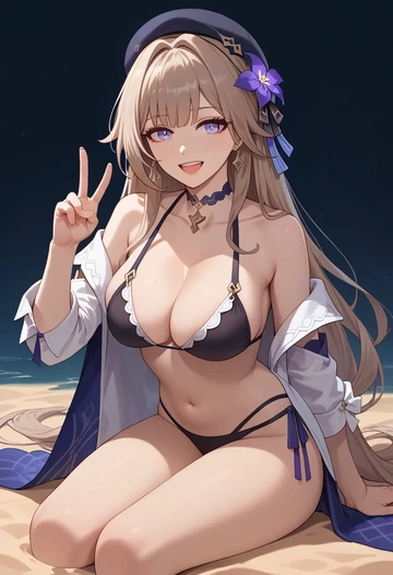 black bikini, herta, star rail - AI generated anime art