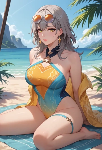 swimsuit,sexy, stelle, star rail - AI generated anime art