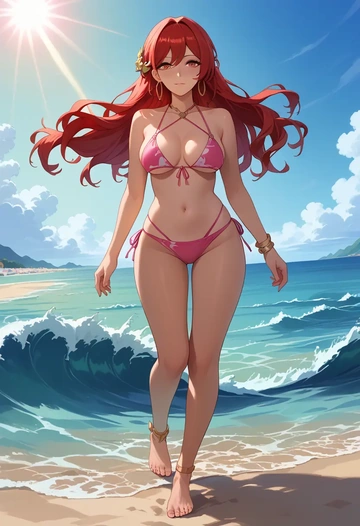 bikini, himeko, star rail - AI generated anime art