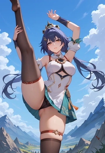 nurse pantyhose,mini skirt, sexy, yunli, star rail - AI generated anime art