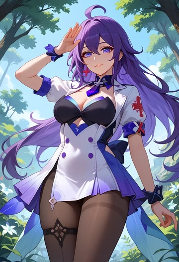 nurse, pantyhose,mini skirt, seele, star rail - AI generated anime art