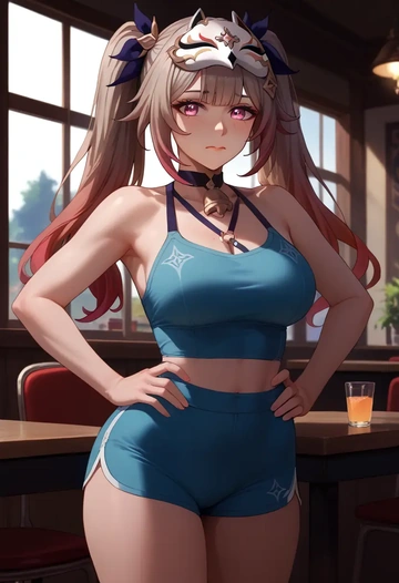 yoga shorts, sparkle, star rail - AI generated anime art