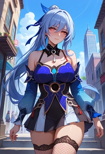 mini skirt, stockings, jingliu, star rail - AI generated anime art