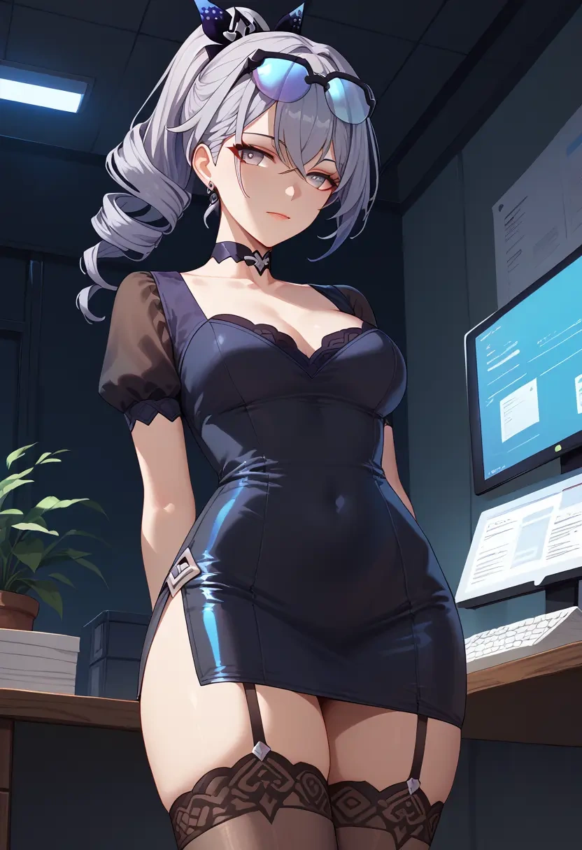 secretary, stockings, silver wolf, star rail - 