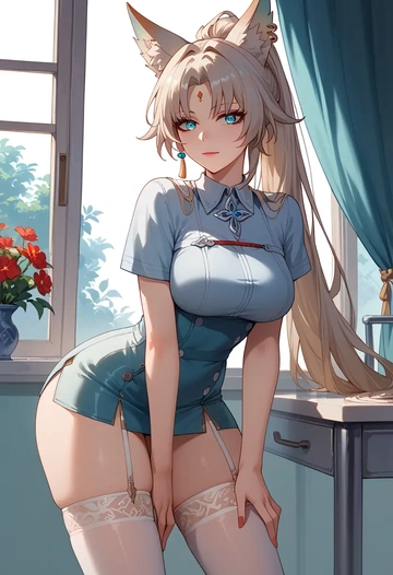 nurse pantyhose,mini skirt, sexy, feixiao, star rail - AI generated anime art