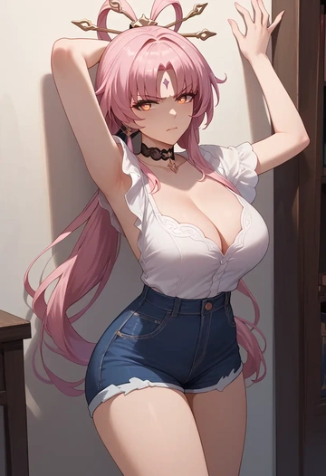 shorts,sexy, fu xuan, star rail - AI generated anime art