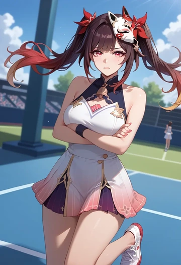 tennis skirt, sparkle, star rail - AI generated anime art