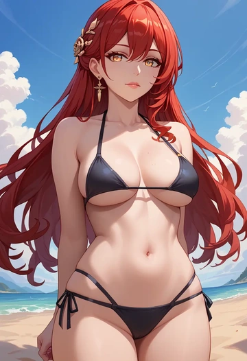 black bikini, himeko, star rail - AI generated anime art