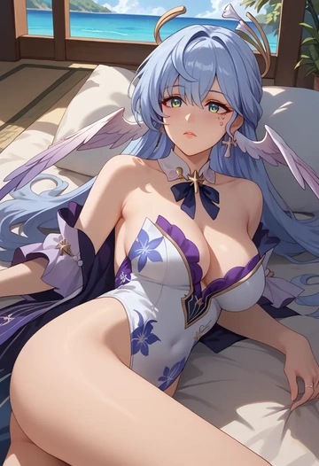 swimsuit,floral print, robin, star rail - AI generated anime art