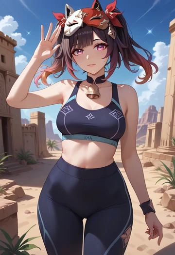 yoga shorts, bra, sparkle, star rail - AI generated anime art