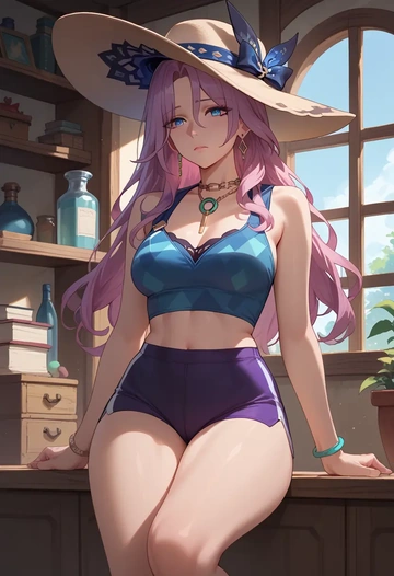 yoga shorts, jade, star rail - AI generated anime art