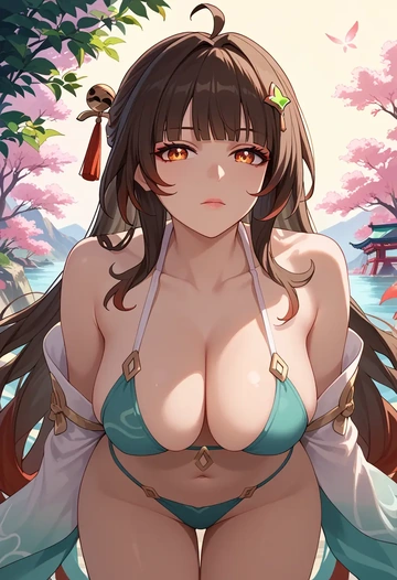 bikini, lingsha, star rail - AI generated anime art