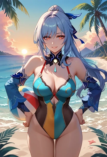 bikini, jingliu, star rail - AI generated anime art