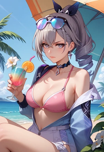 bikini, silver wolf, star rail - AI generated anime art