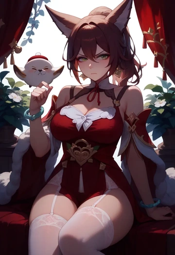 Christmas,sexy, stockings,, tingyun, star rail - AI generated anime art