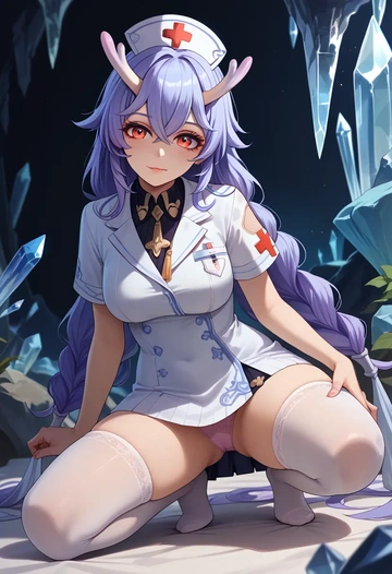 nurse,stockings,sexy,panties, bailu, star rail - AI generated anime art