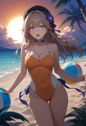 bikini, herta, star rail - AI generated anime art