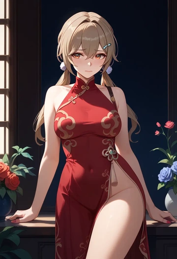 qipao, qingque, star rail - AI generated anime art