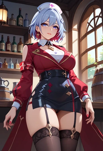 nurse pantyhose,mini skirt, sexy, topaz, star rail - AI generated anime art