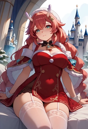 Christmas,sexy, stockings,, bailu, star rail - AI generated anime art