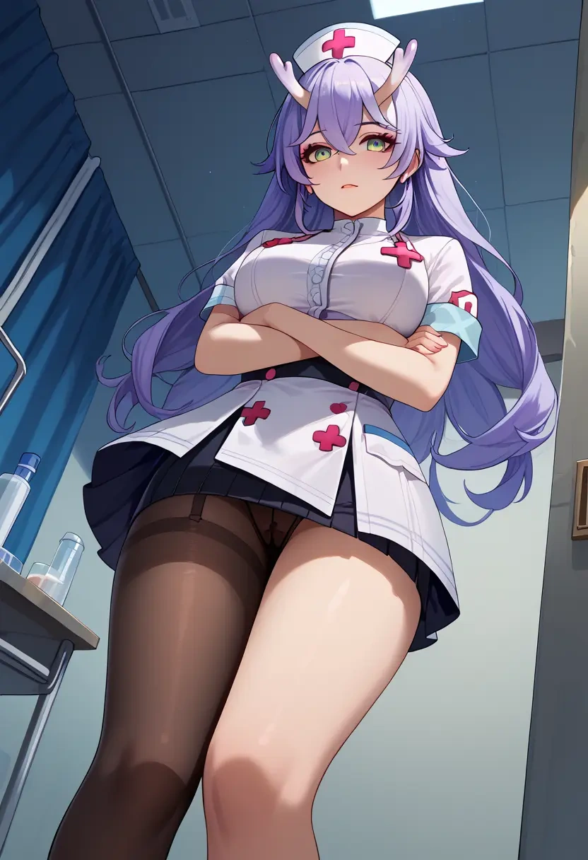 nurse pantyhose,mini skirt, sexy, bailu, star rail - 