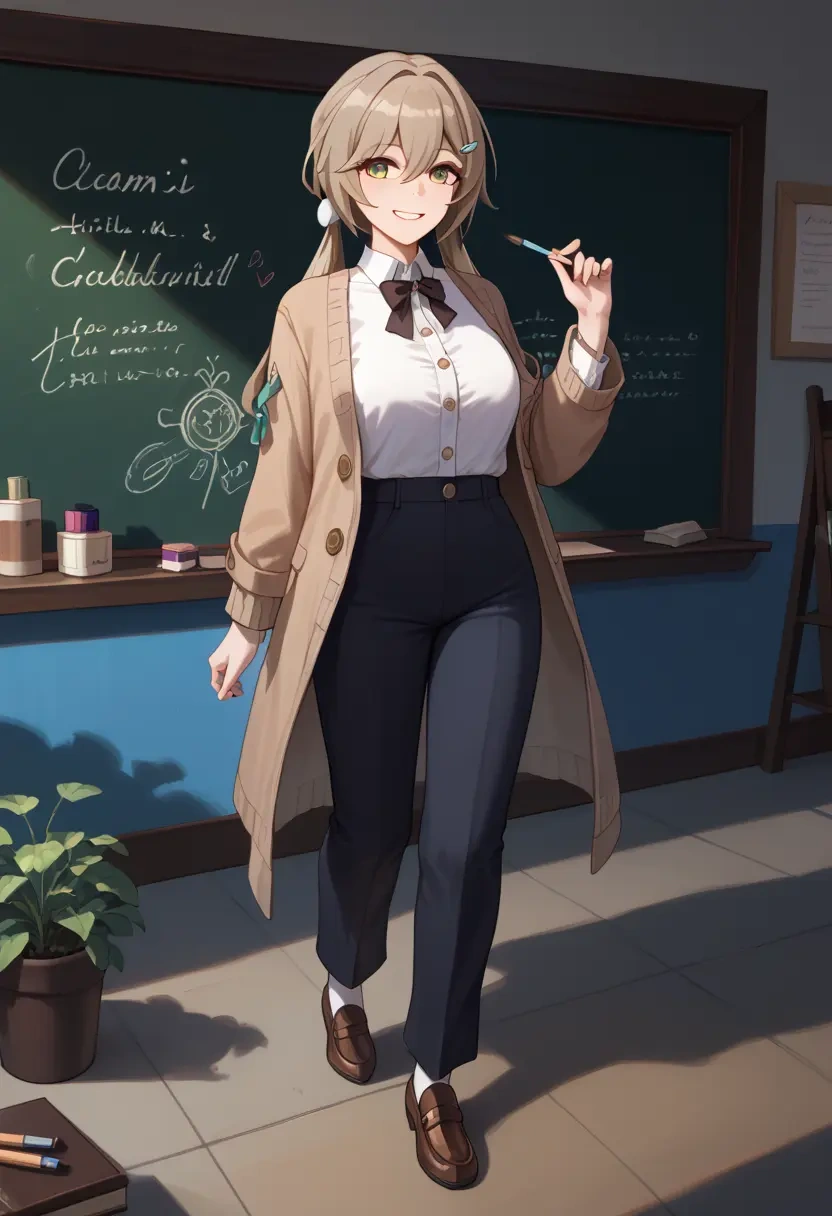 teacher, sweater, qingque, star rail - 