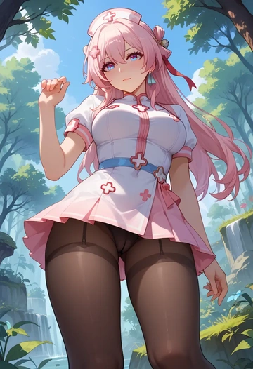 nurse pantyhose,mini skirt, sexy, march 7th, star rail - AI generated anime art