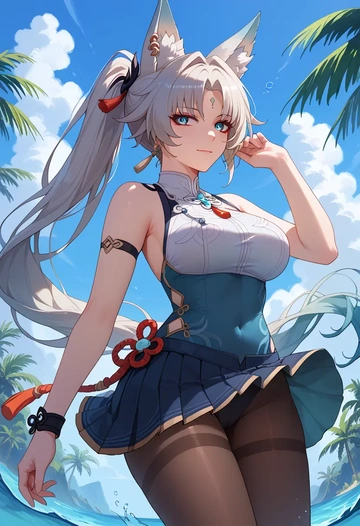 nurse, pantyhose,mini skirt, feixiao, star rail - AI generated anime art