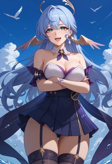 mini skirt,stockings, robin, star rail - AI generated anime art