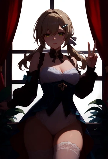 Victorian-era,stockings,sexy, qingque, star rail - AI generated anime art