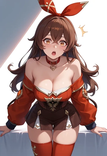 genshin impact,Amber,collar,oversized,Thigh garters  - AI generated anime art