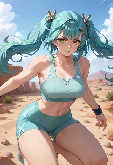 genshin impact,Faruzan,yoga shorts  - AI generated anime art