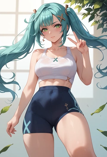 genshin impact,Faruzan,yoga shorts  - AI generated anime art