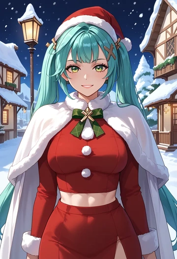 genshin impact,Faruzan,Christmas,dress  - AI generated anime art