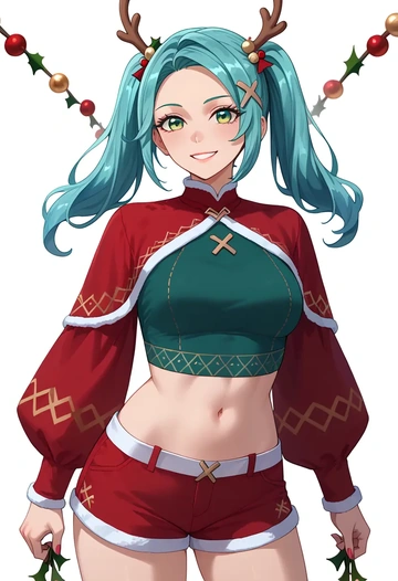 genshin impact,Faruzan,Christmas,red velvet shorts  - AI generated anime art